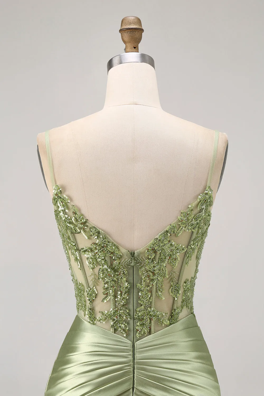 Green Strapless Corset Sequins Bodycon Short Homecoming Dress with Appliques sold by Zapaka product image thumbnail 5