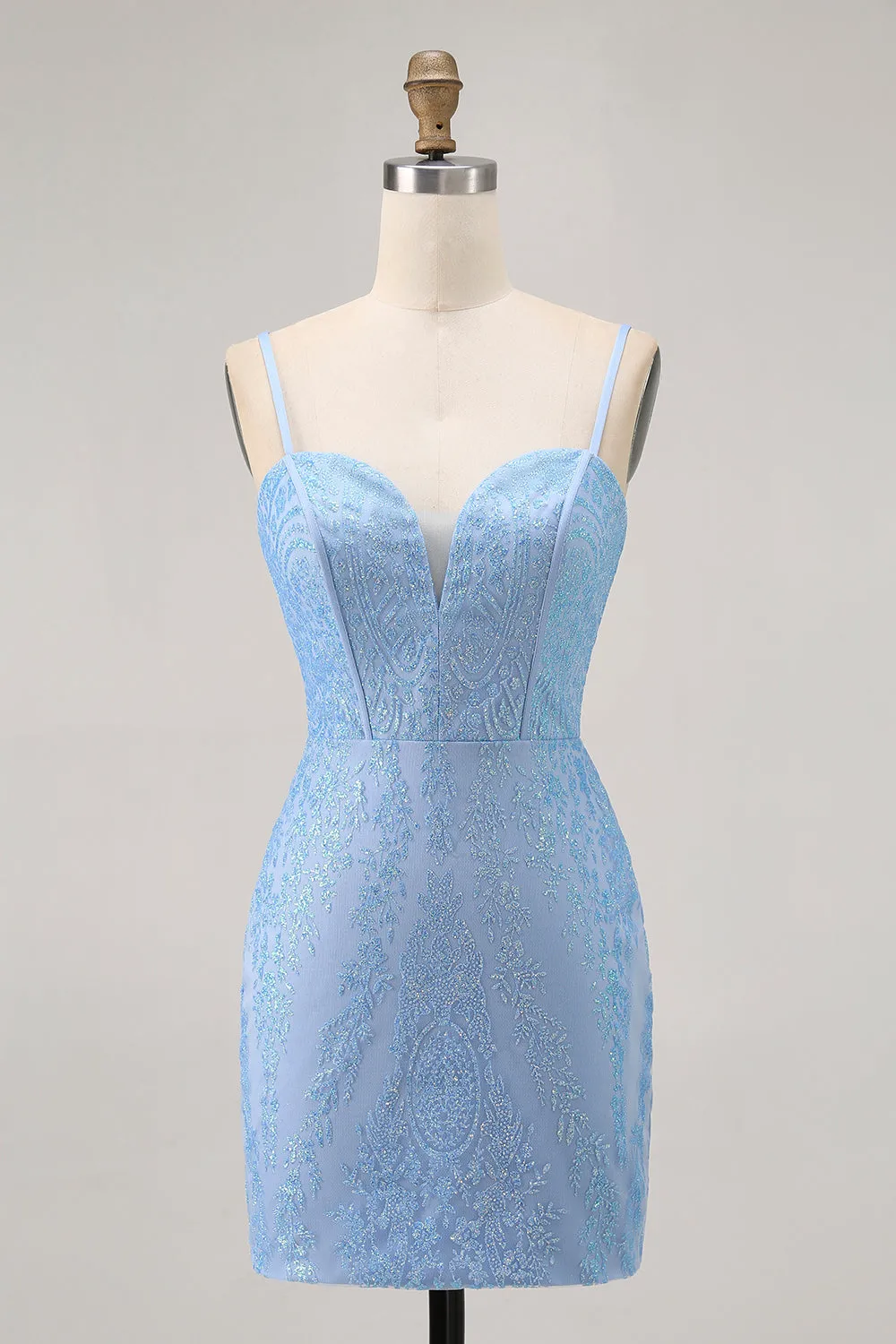 Blue Bodycon Strapless Beaded Short Homecoming Dress sold by Zapaka product image thumbnail 4