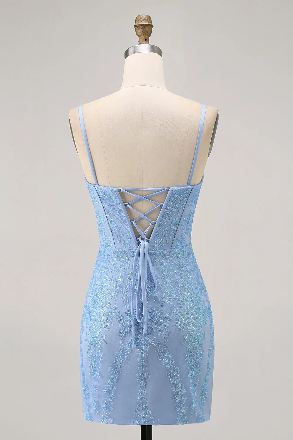 Blue Bodycon Strapless Beaded Short Homecoming Dress sold by Zapaka product image thumbnail 5
