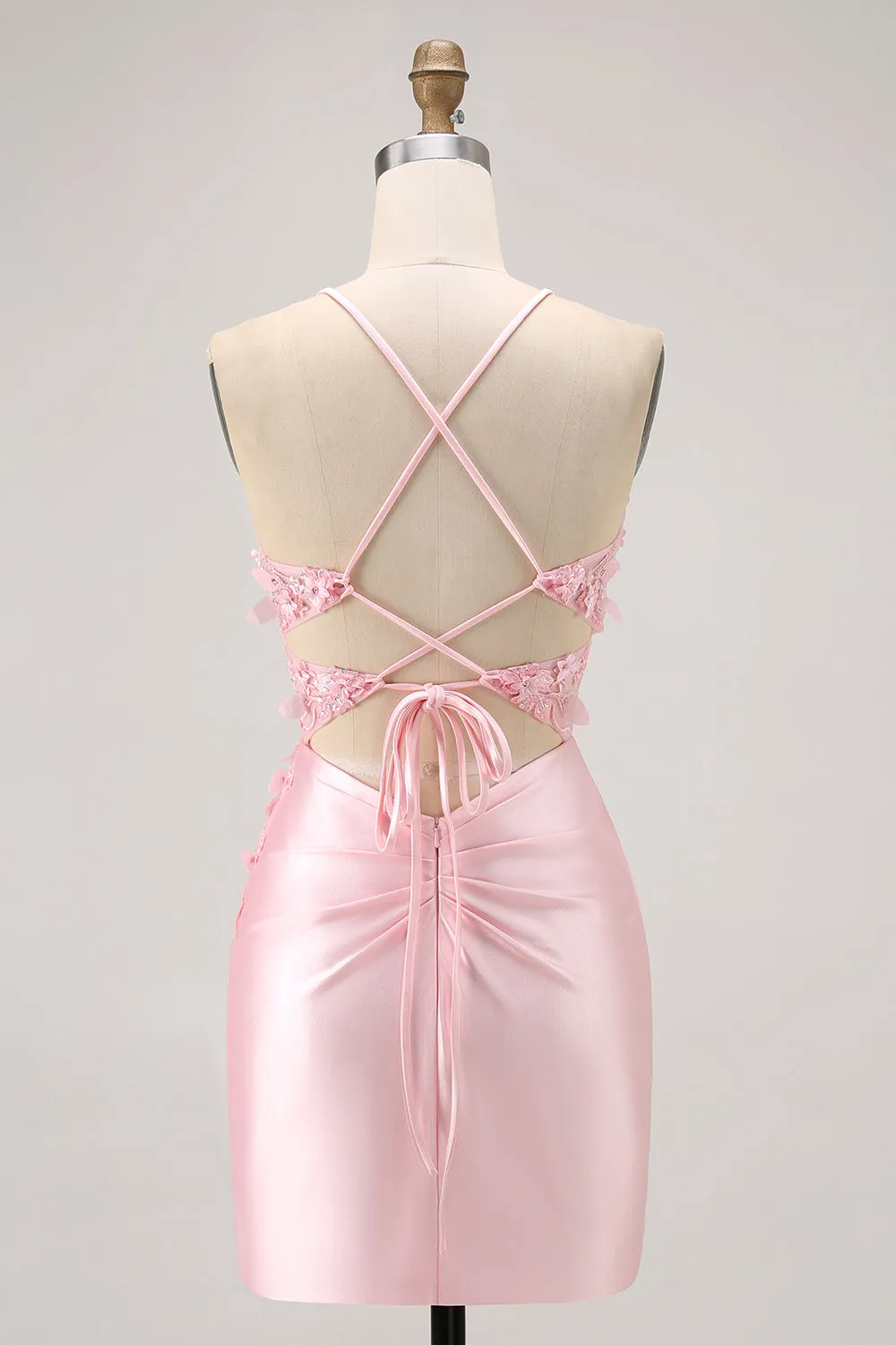 Candy Pink Bodycon Beaded Corset Short Homecoming Dress with Appliques sold by Zapaka product image thumbnail 2
