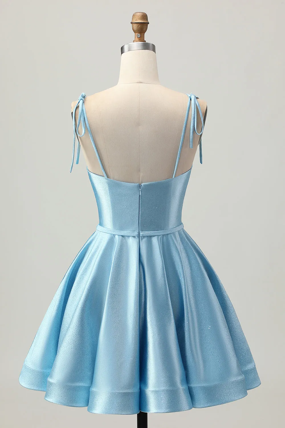 Blue Satin A Line Short Spaghetti Straps Homecoming Dress sold by Zapaka product image thumbnail 2