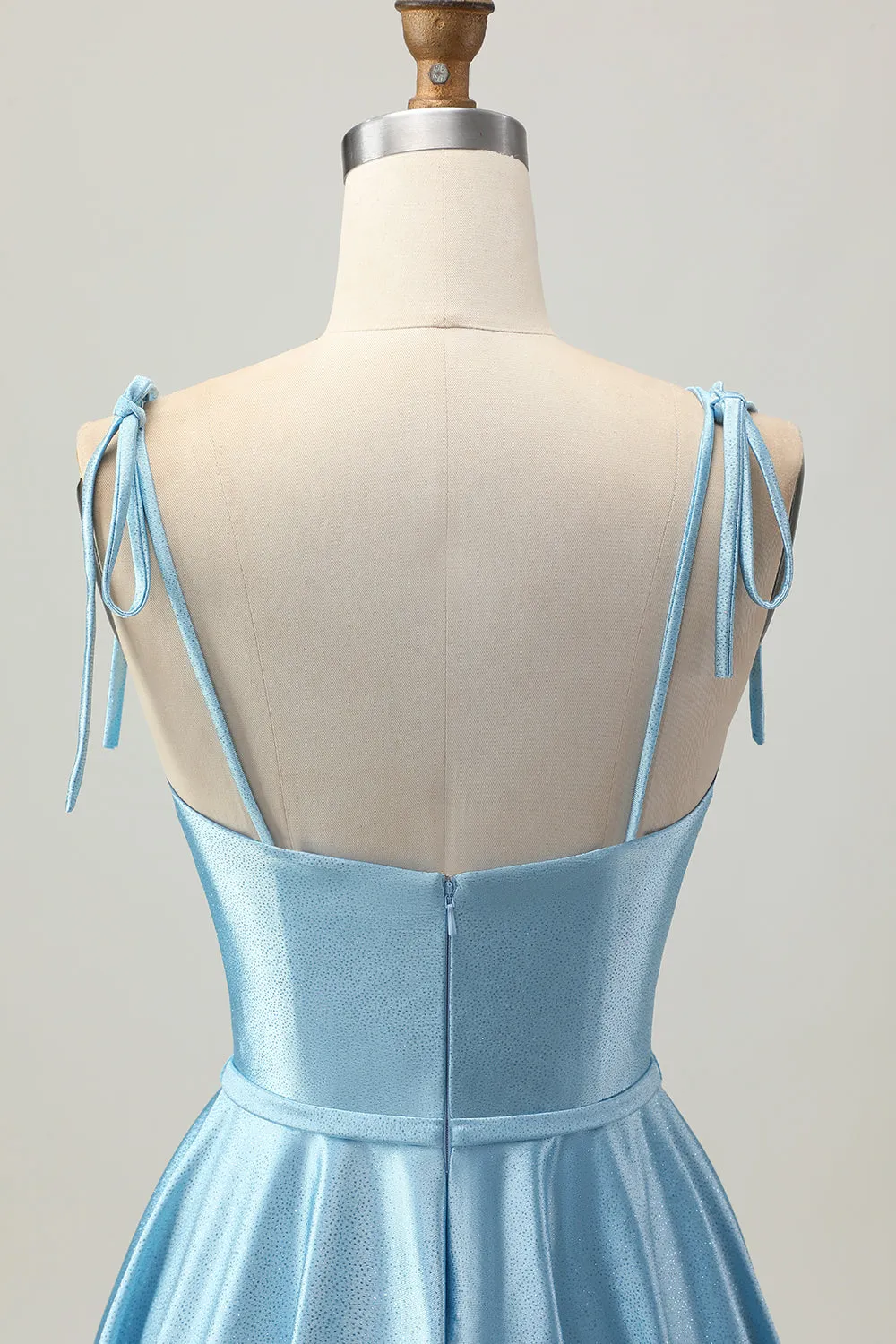 Blue Satin A Line Short Spaghetti Straps Homecoming Dress sold by Zapaka product image thumbnail 5