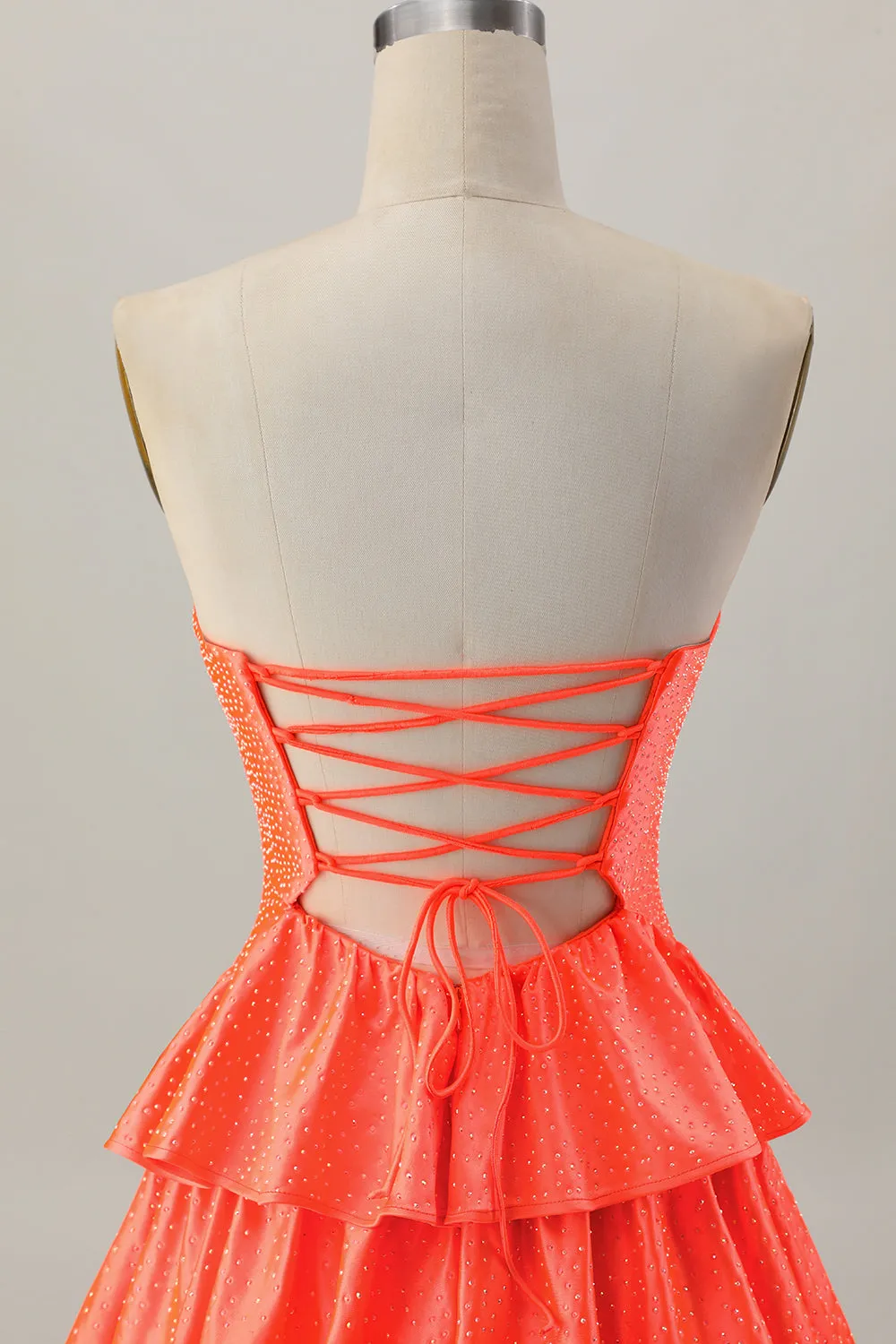 Orange Strapless Tiered A Line Cut Out Homecoming Dress with Beading sold by Zapaka product image thumbnail 5