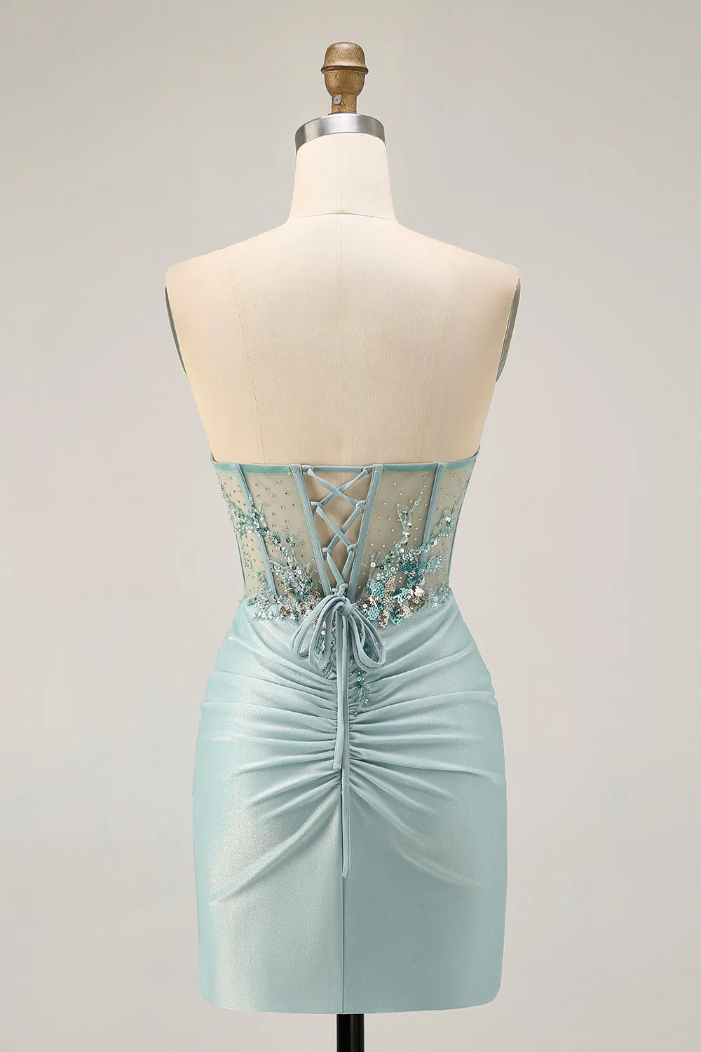 Grey Green Bodycon Strapless Homecoming Dress with Sequins sold by Zapaka product image thumbnail 2