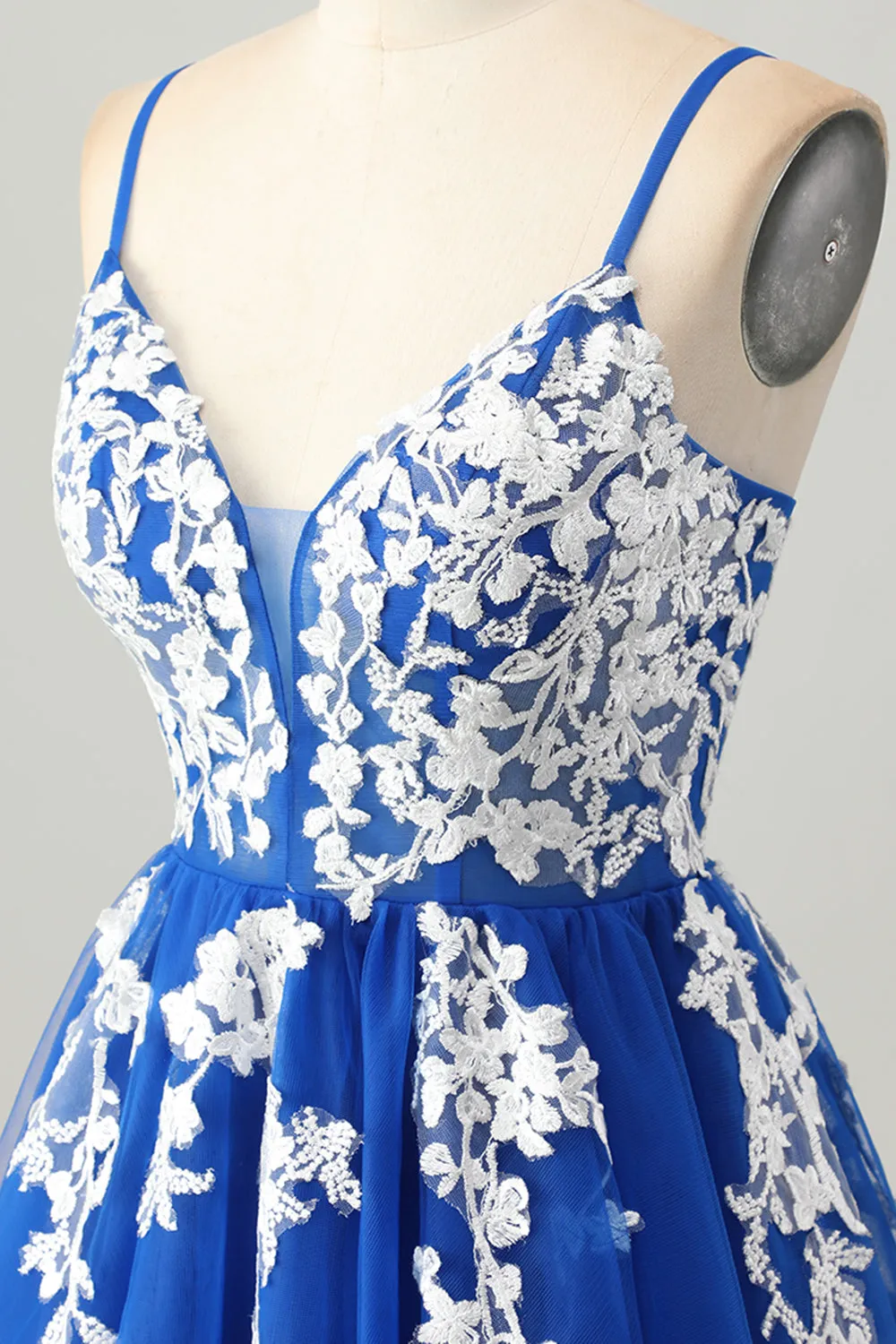 Royal Blue A-Line Spaghetti Straps Tulle Short Homecoming Dress with Lace Up Back sold by Zapaka product image thumbnail 5