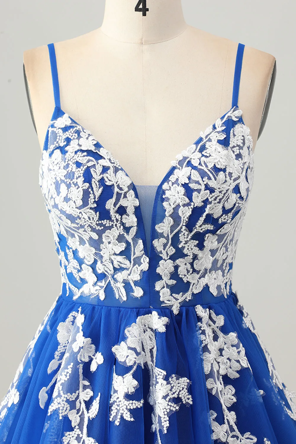 Royal Blue A-Line Spaghetti Straps Tulle Short Homecoming Dress with Lace Up Back sold by Zapaka product image thumbnail 4
