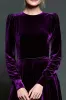 A Line Dark Purple Velvet Formal Dress with Long Sleeves sold by Zapaka