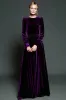 A Line Dark Purple Velvet Formal Dress with Long Sleeves sold by Zapaka