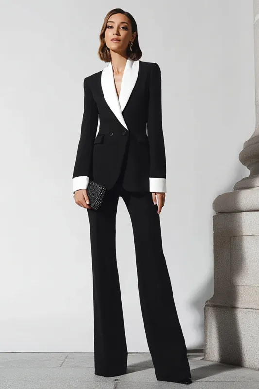 2 Piece Black Flare Leg Shawl Lapel Business Suits sold by Zapaka
