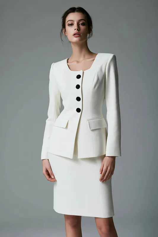 Ivory 2 Piece Single Breasted Business Suits sold by Zapaka