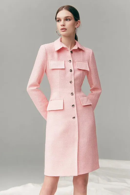 Pink Collar Neck Pencil Short Work Dress sold by Zapaka