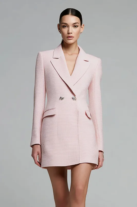 Pink Notched Lapel Pencil Short Blazer Dress sold by Zapaka
