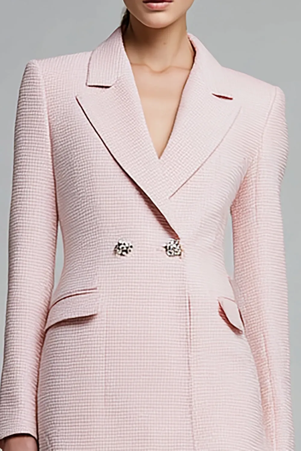 Pink Notched Lapel Pencil Short Blazer Dress sold by Zapaka product image thumbnail 2