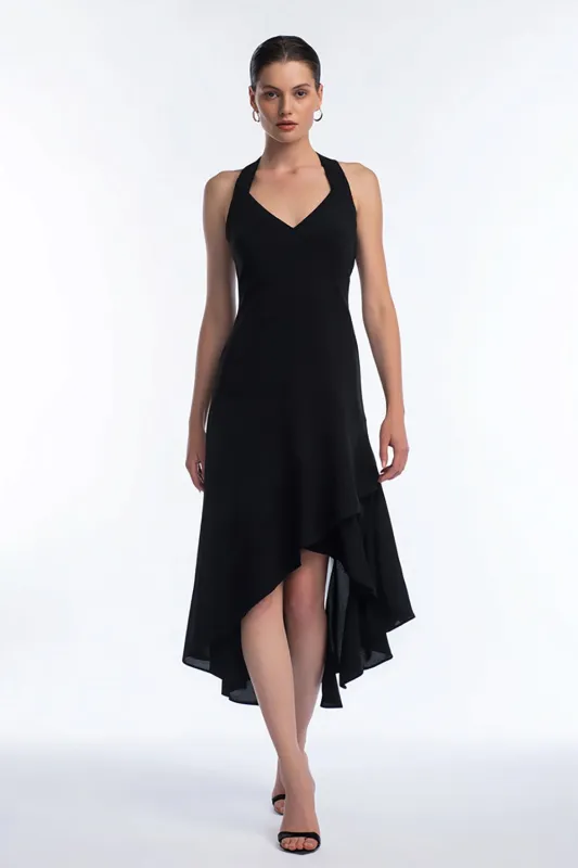 A-Line Halter Little Black Dress sold by Zapaka