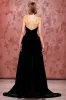 Velvet Simple Black Long Strapless Evening Dress with Slit sold by Zapaka