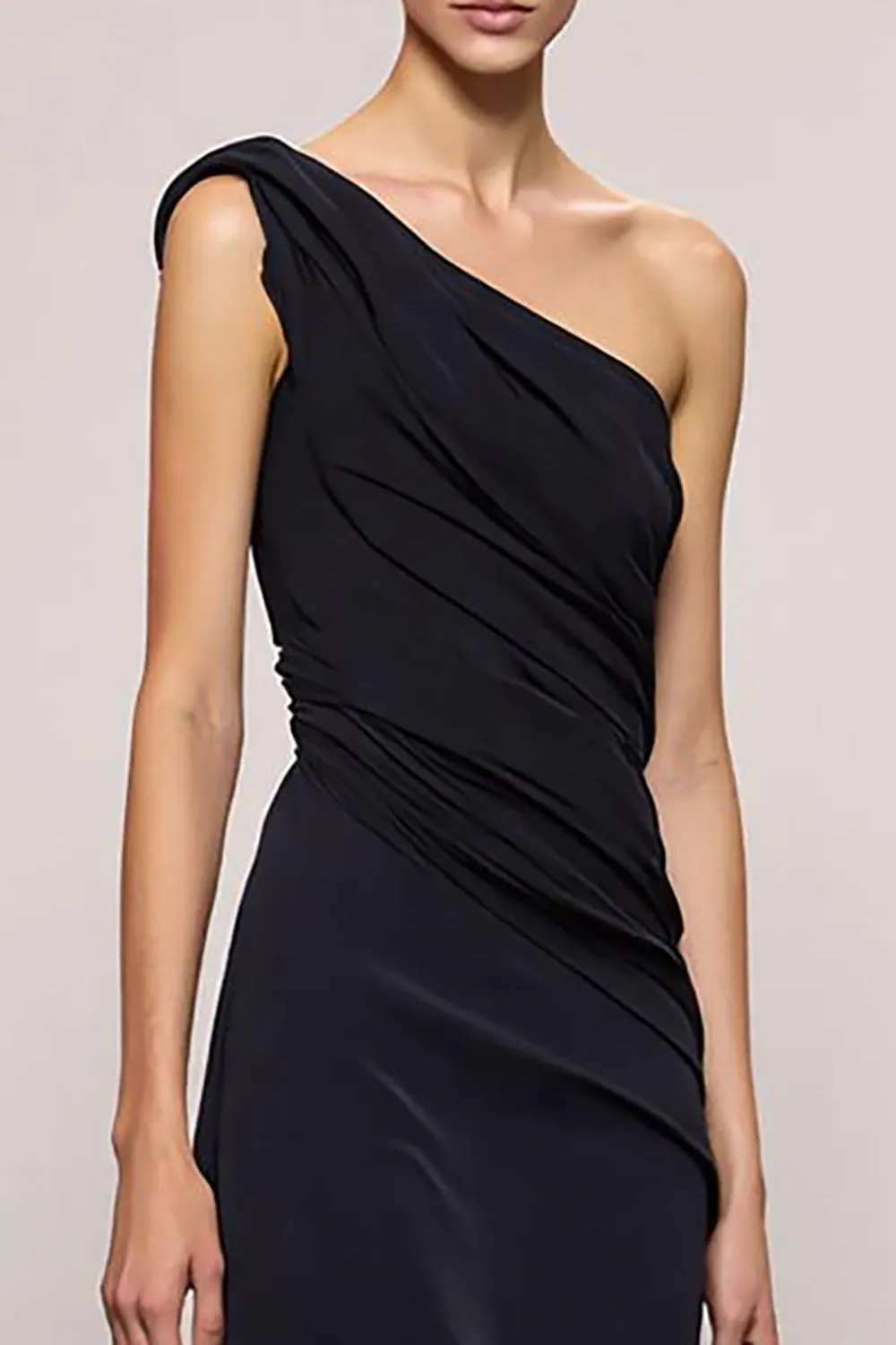 Sheath Black Backless One Shoulder Long Evening Dress sold by Zapaka product image thumbnail 3