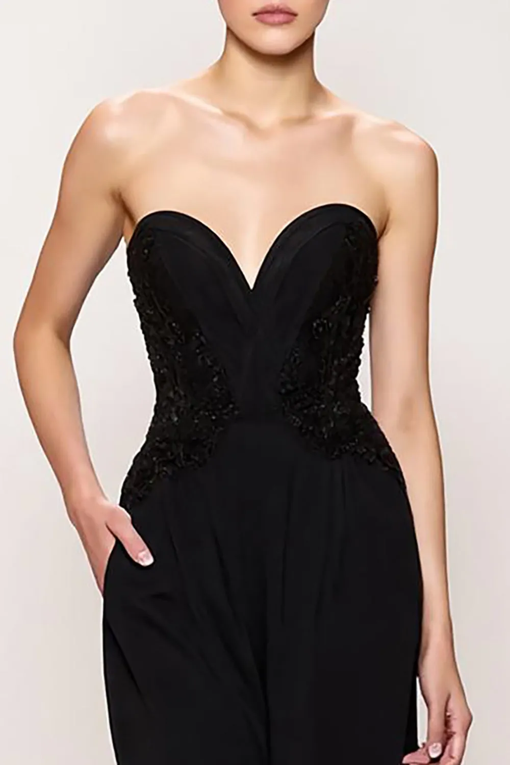 Sweetheart Simple Black Sheath Long Evening Dress with Slit sold by Zapaka product image thumbnail 3