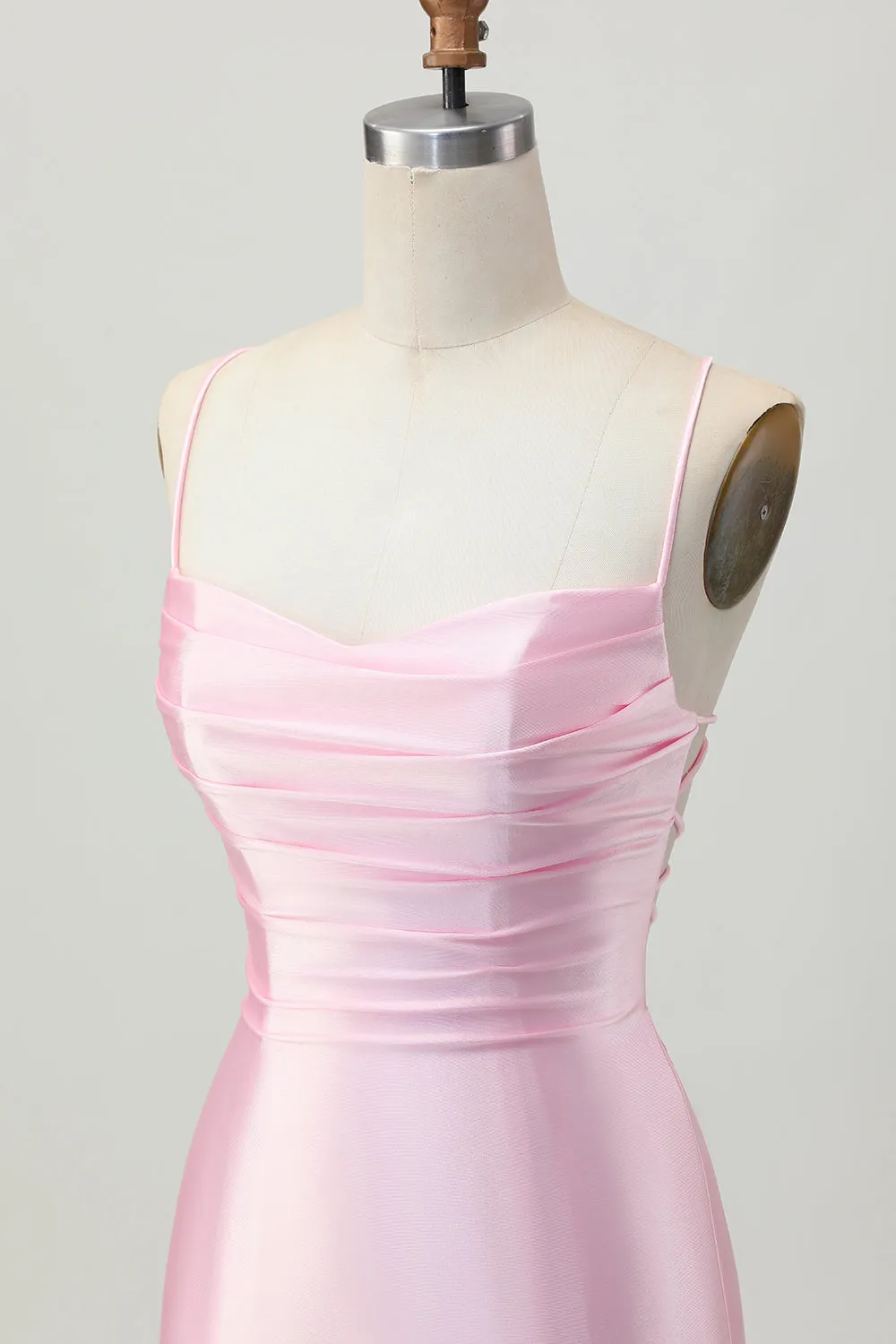 Blush Pink Bodycon Spaghetti Straps Short Homecoming Dress with Lace Up Back sold by Zapaka product image thumbnail 5