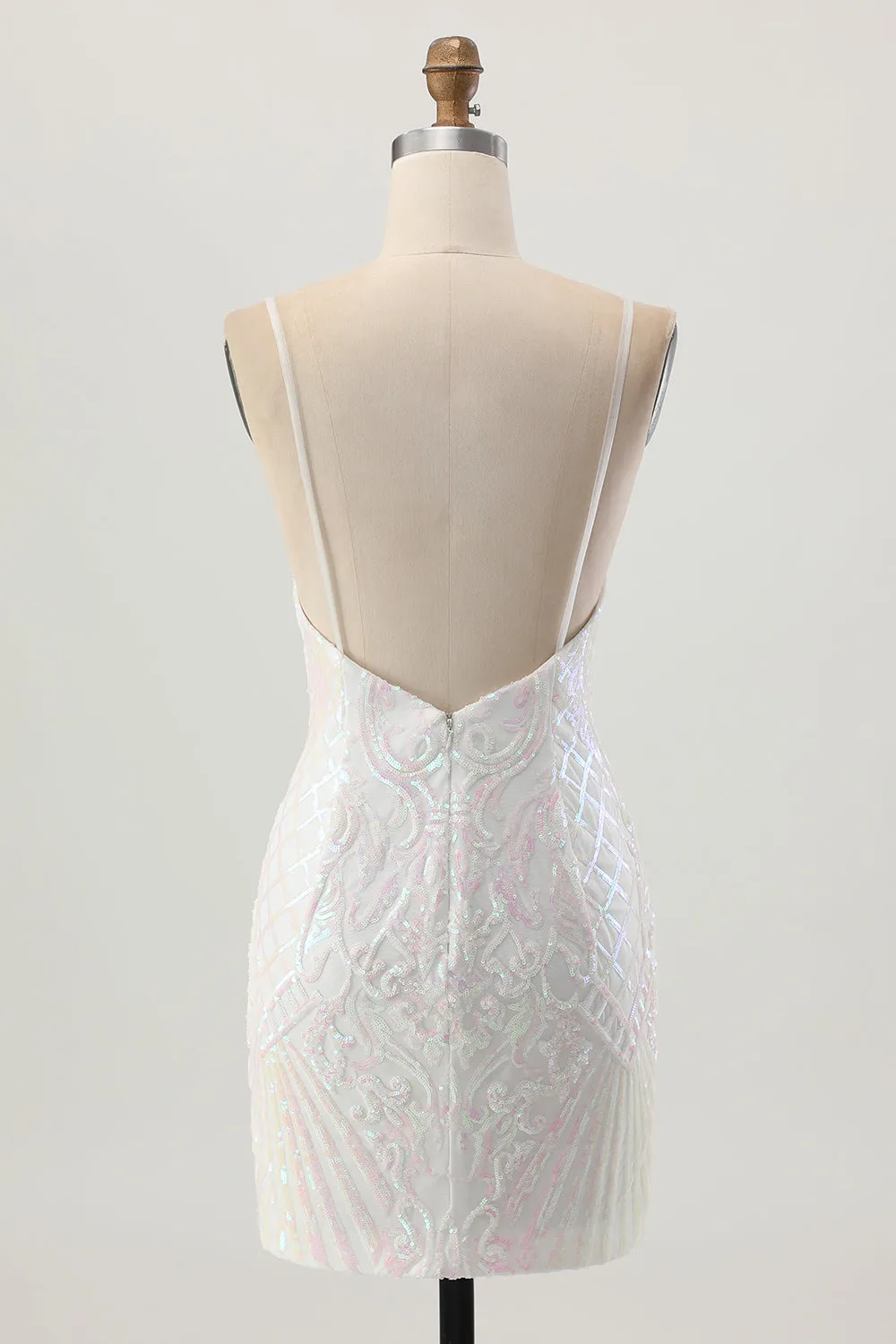 Sparkly White Bodycon Backless Sequin Short Homecoming Dress sold by Zapaka product image thumbnail 2