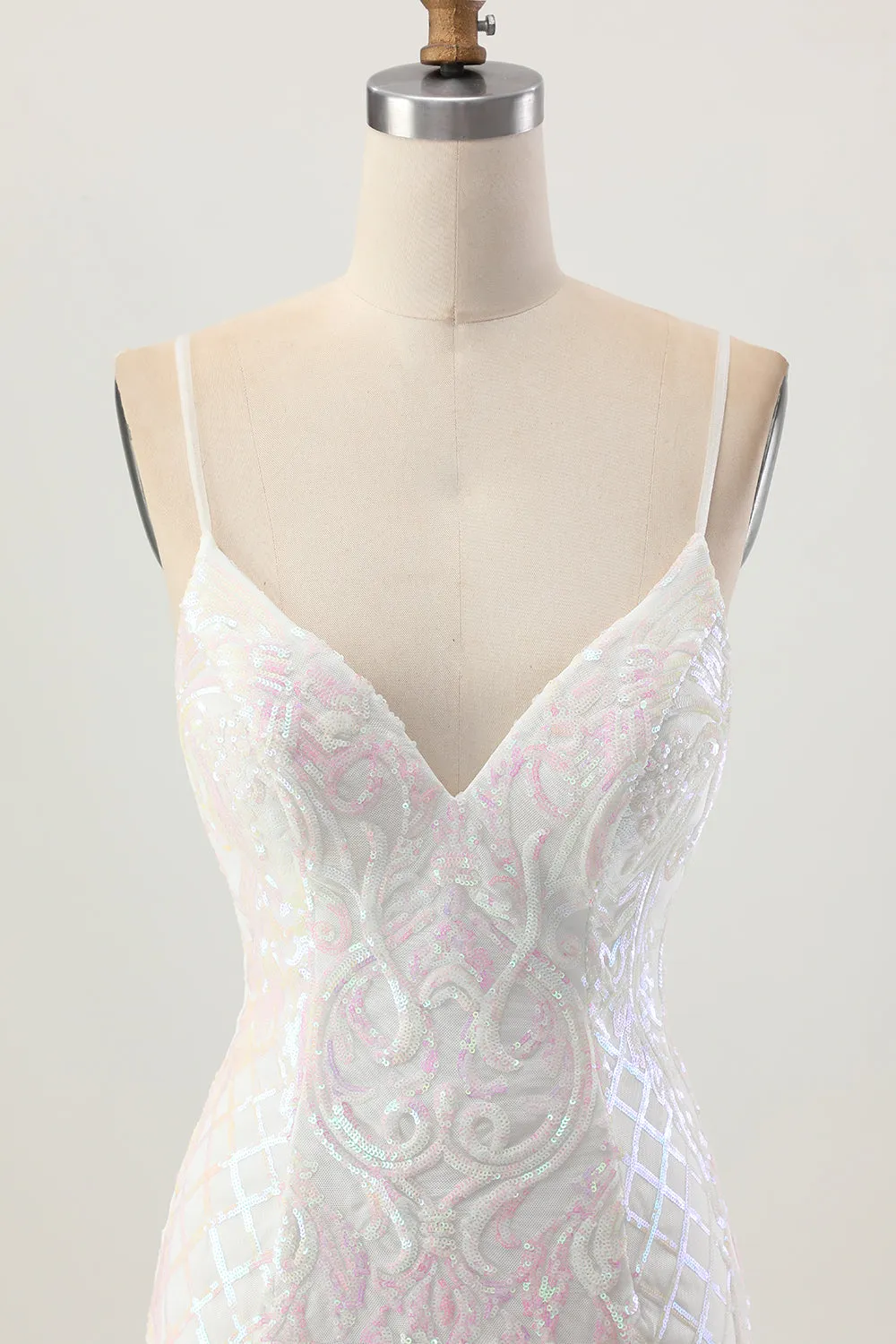 Sparkly White Bodycon Backless Sequin Short Homecoming Dress sold by Zapaka product image thumbnail 4