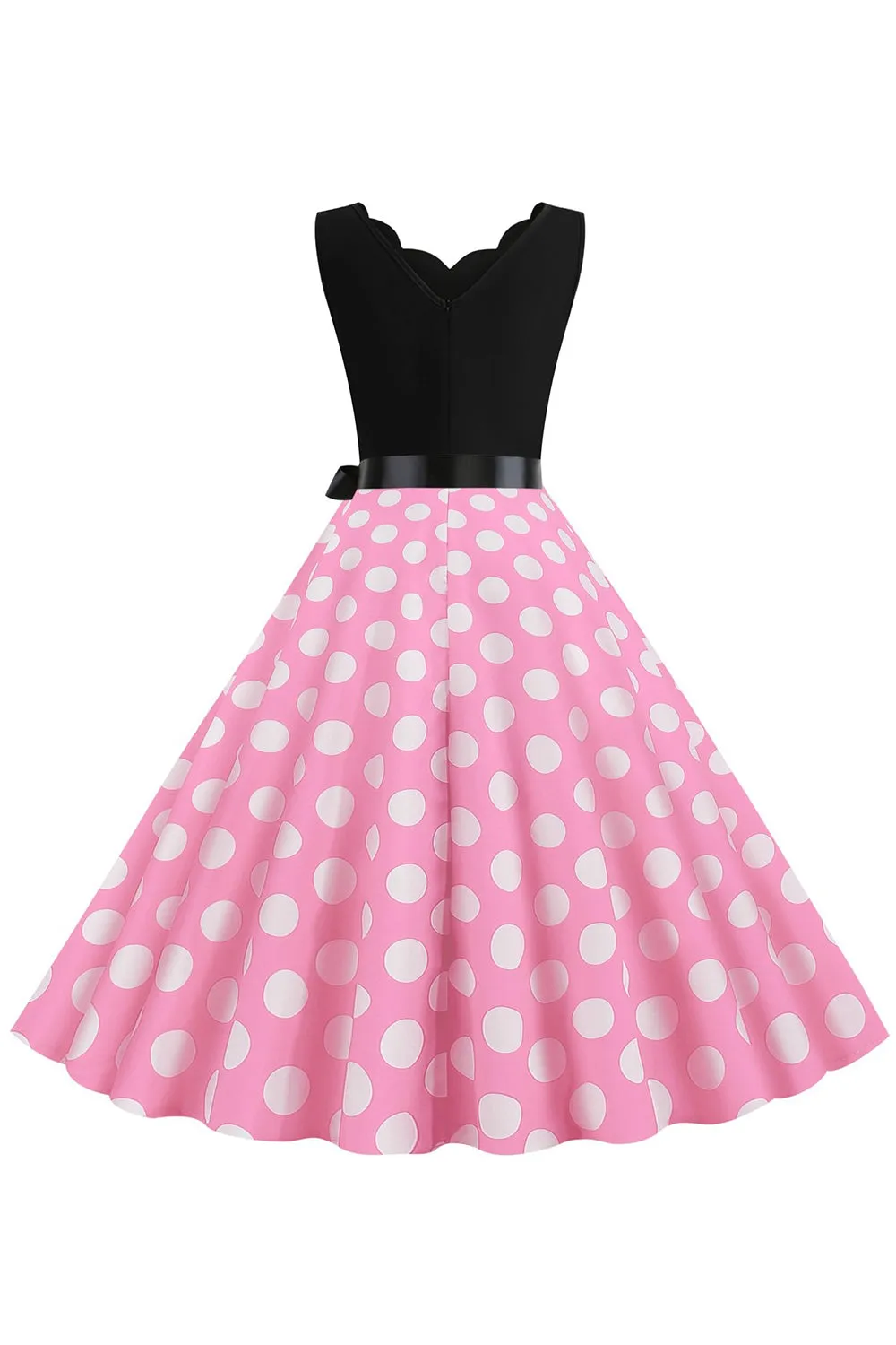 Pink Polka Dots Sleeveless Vintage 1950s Dress sold by Zapaka product image thumbnail 2
