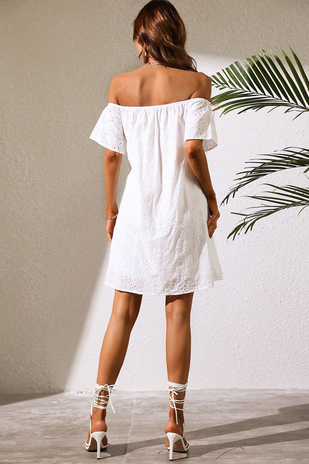 White Off the Shoulder Mini Casual Dress sold by Zapaka product image thumbnail 2