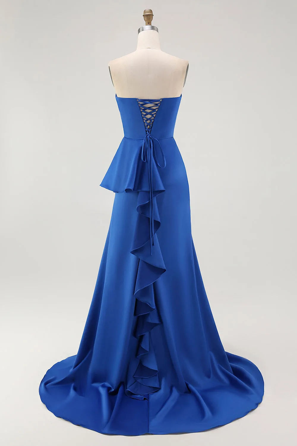 Strapless Royal Blue Mermaid Prom Dress with Sash sold by Zapaka product image thumbnail 2