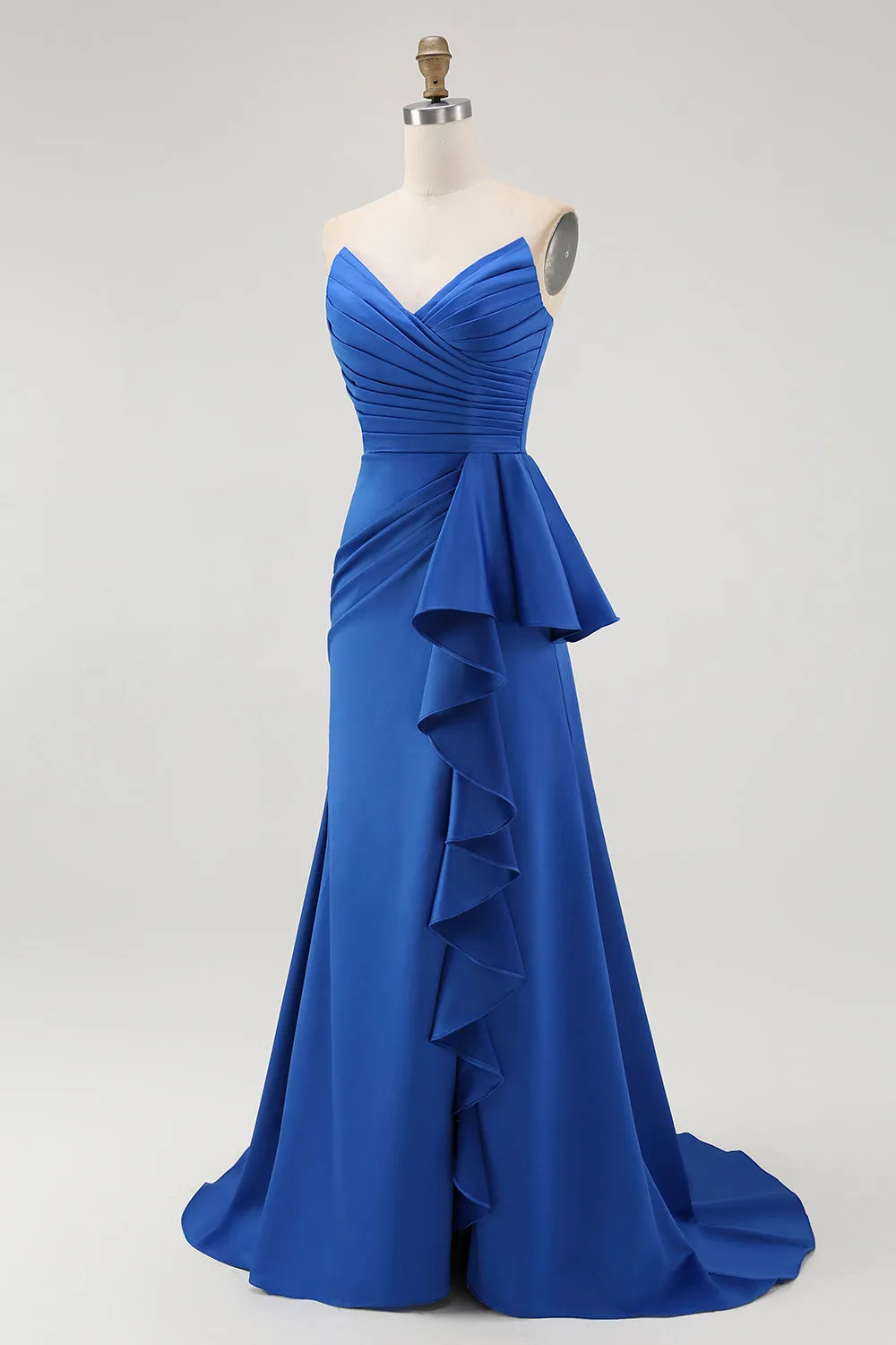 Strapless Royal Blue Mermaid Prom Dress with Sash sold by Zapaka product image thumbnail 3