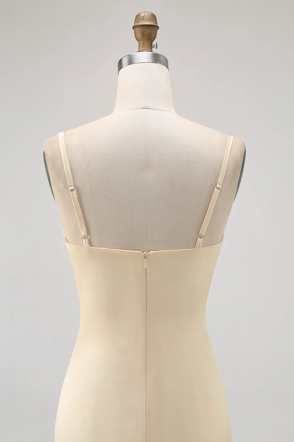 Daffodil Spaghetti Straps Satin Sheath Bridesmaid Dress sold by Zapaka product image thumbnail 5