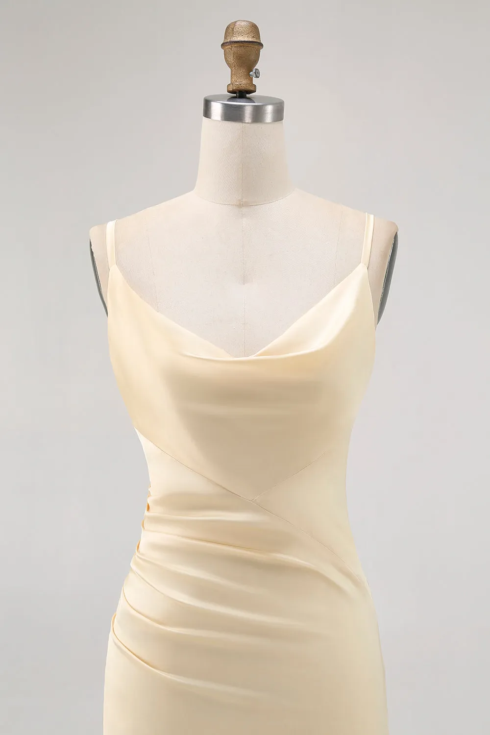 Daffodil Spaghetti Straps Satin Sheath Bridesmaid Dress sold by Zapaka product image thumbnail 4