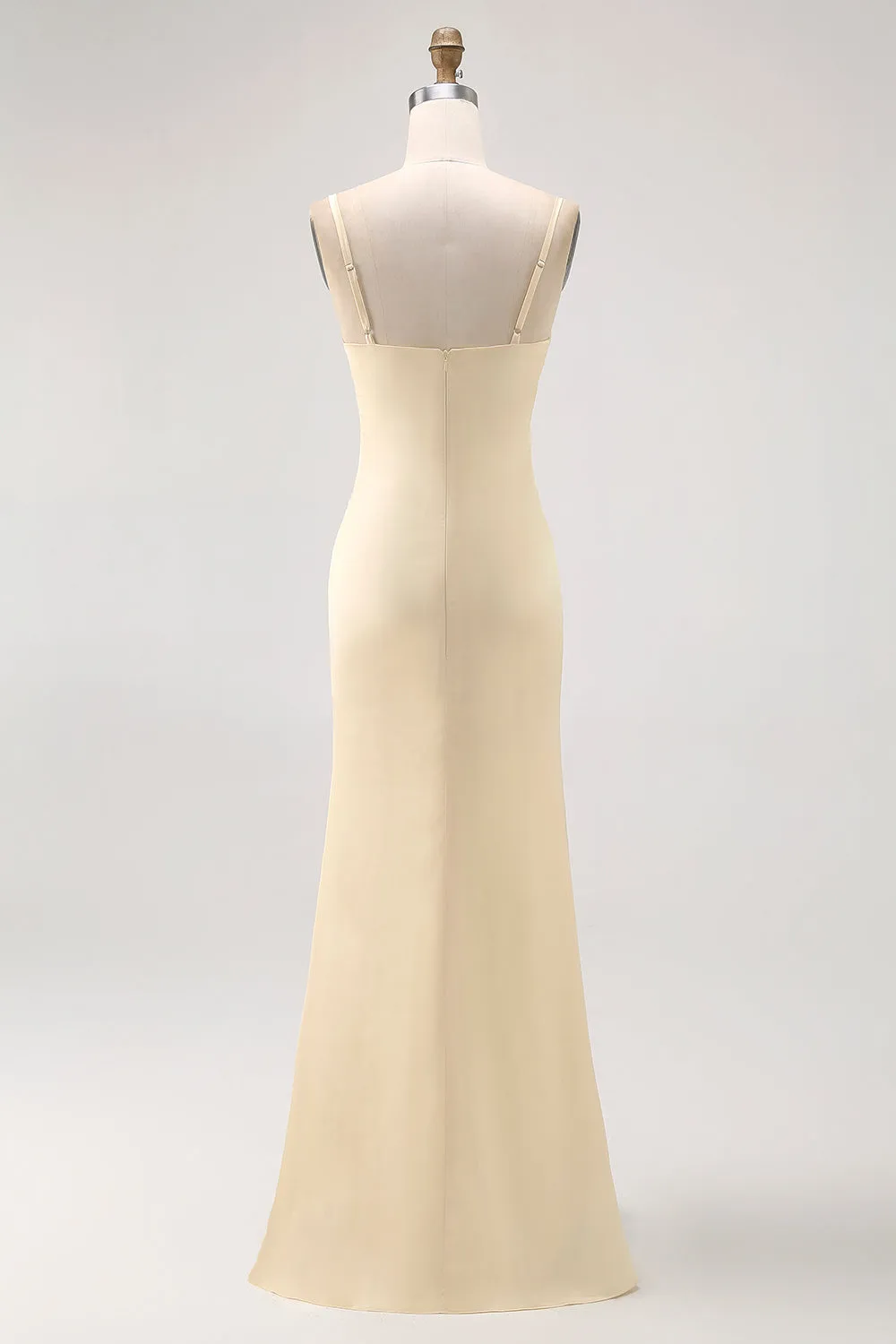 Daffodil Spaghetti Straps Satin Sheath Bridesmaid Dress sold by Zapaka product image thumbnail 2
