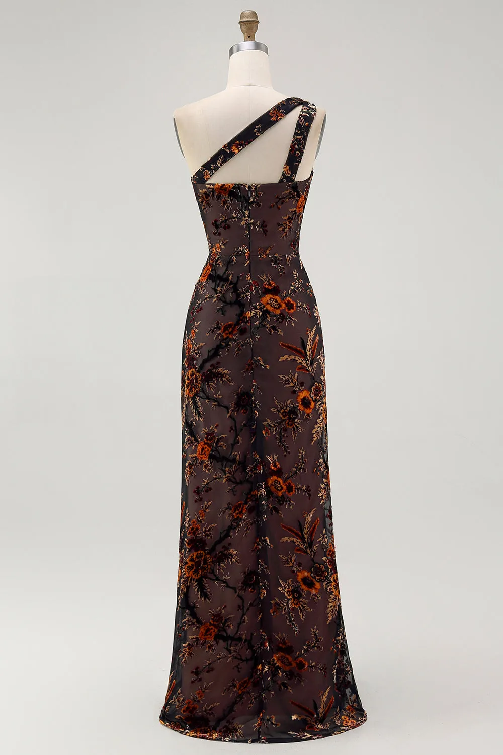One Shoulder Black Floral Sheath Bridesmaid Dress sold by Zapaka product image thumbnail 2