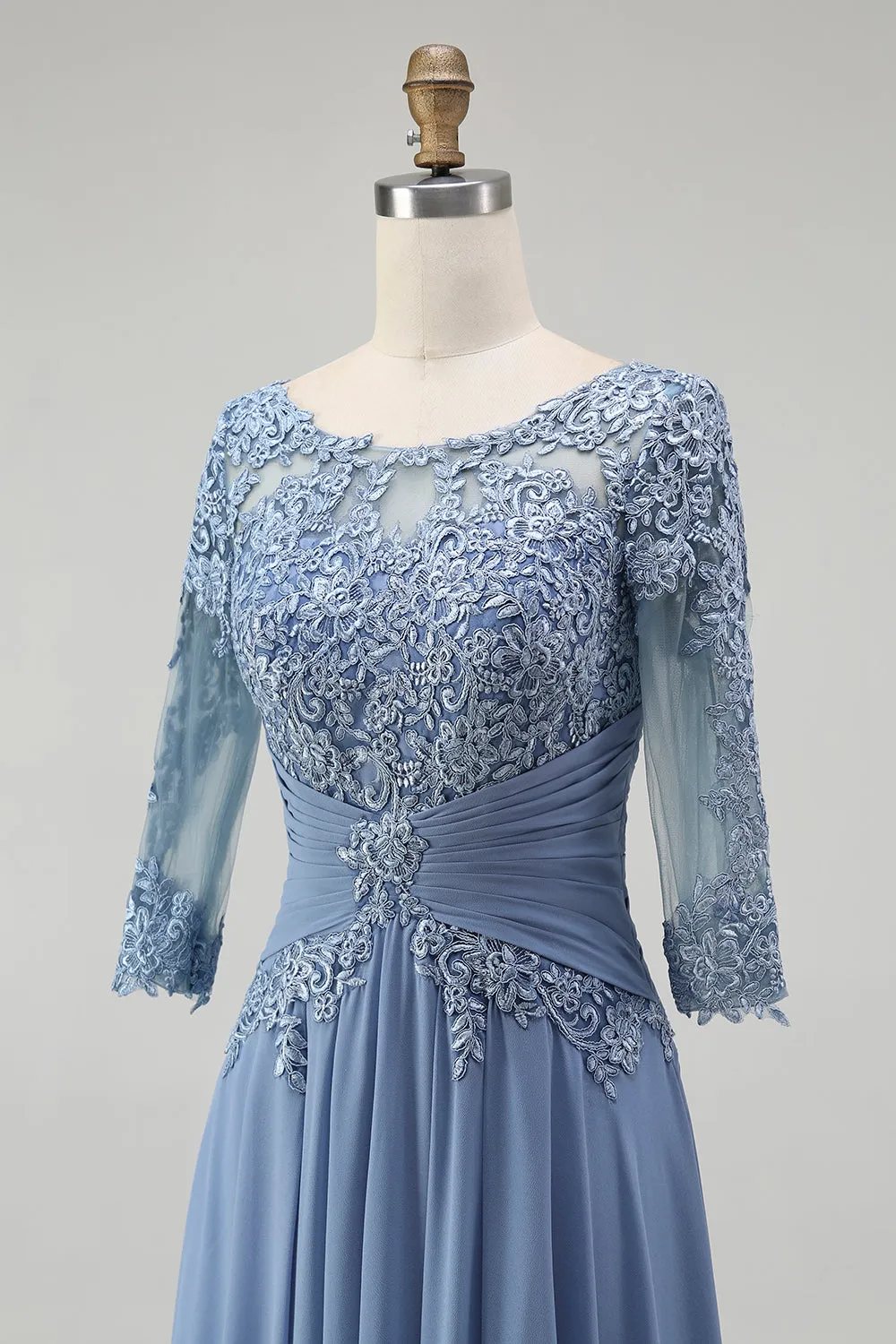 Dusty Blue Lace A Line Chiffon Mother of the Bride Dress sold by Zapaka product image thumbnail 5
