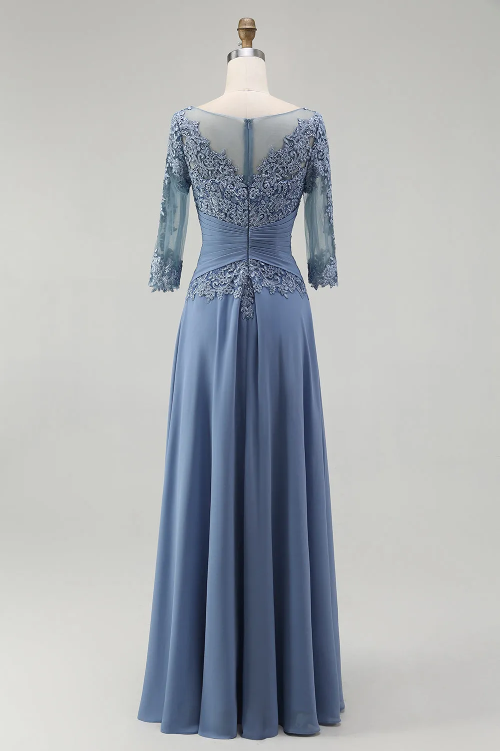 Dusty Blue Lace A Line Chiffon Mother of the Bride Dress sold by Zapaka product image thumbnail 2