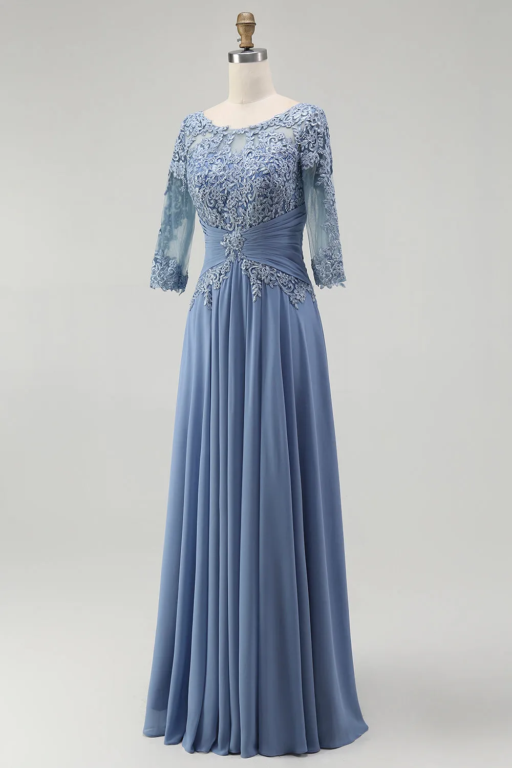 Dusty Blue Lace A Line Chiffon Mother of the Bride Dress sold by Zapaka product image thumbnail 3