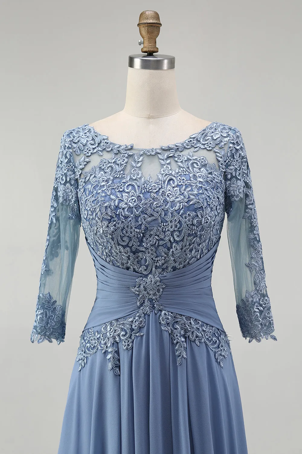 Dusty Blue Lace A Line Chiffon Mother of the Bride Dress sold by Zapaka product image thumbnail 4
