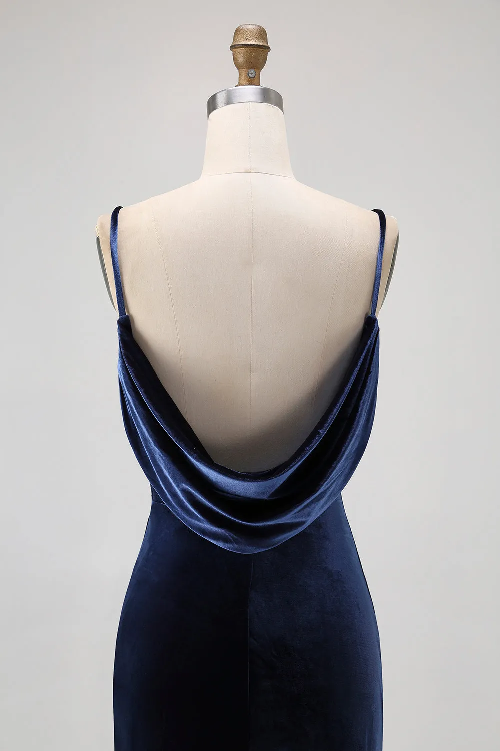 Dark Blue Spaghetti Straps Mermaid Bridesmaid Dress sold by Zapaka product image thumbnail 5