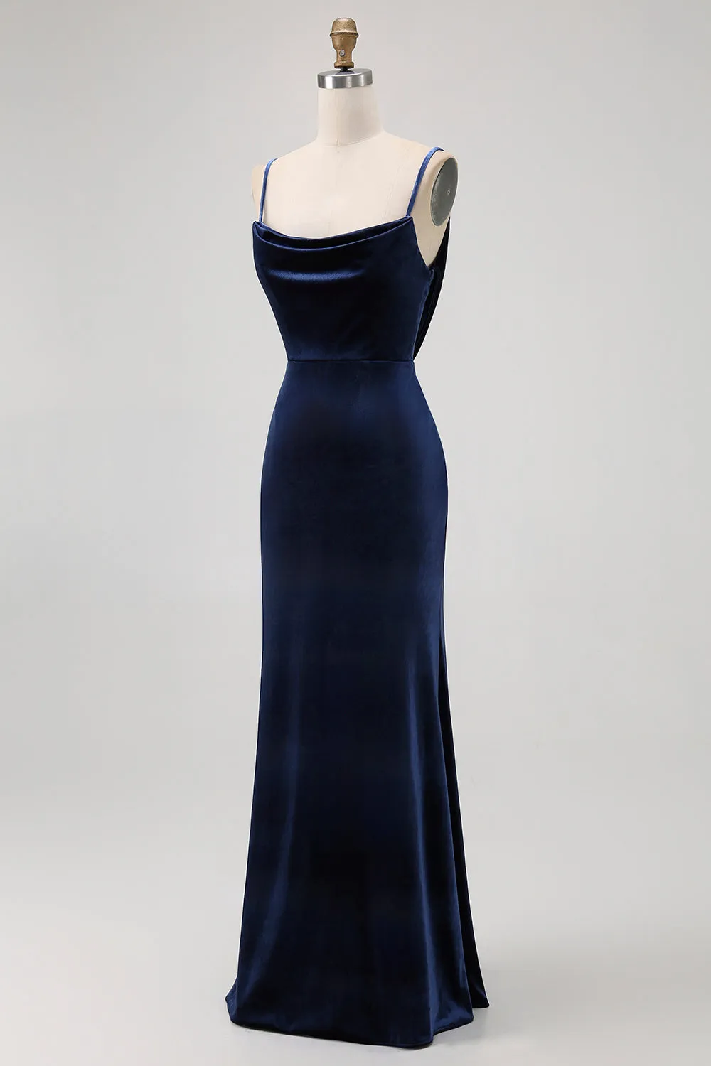 Dark Blue Spaghetti Straps Mermaid Bridesmaid Dress sold by Zapaka product image thumbnail 3