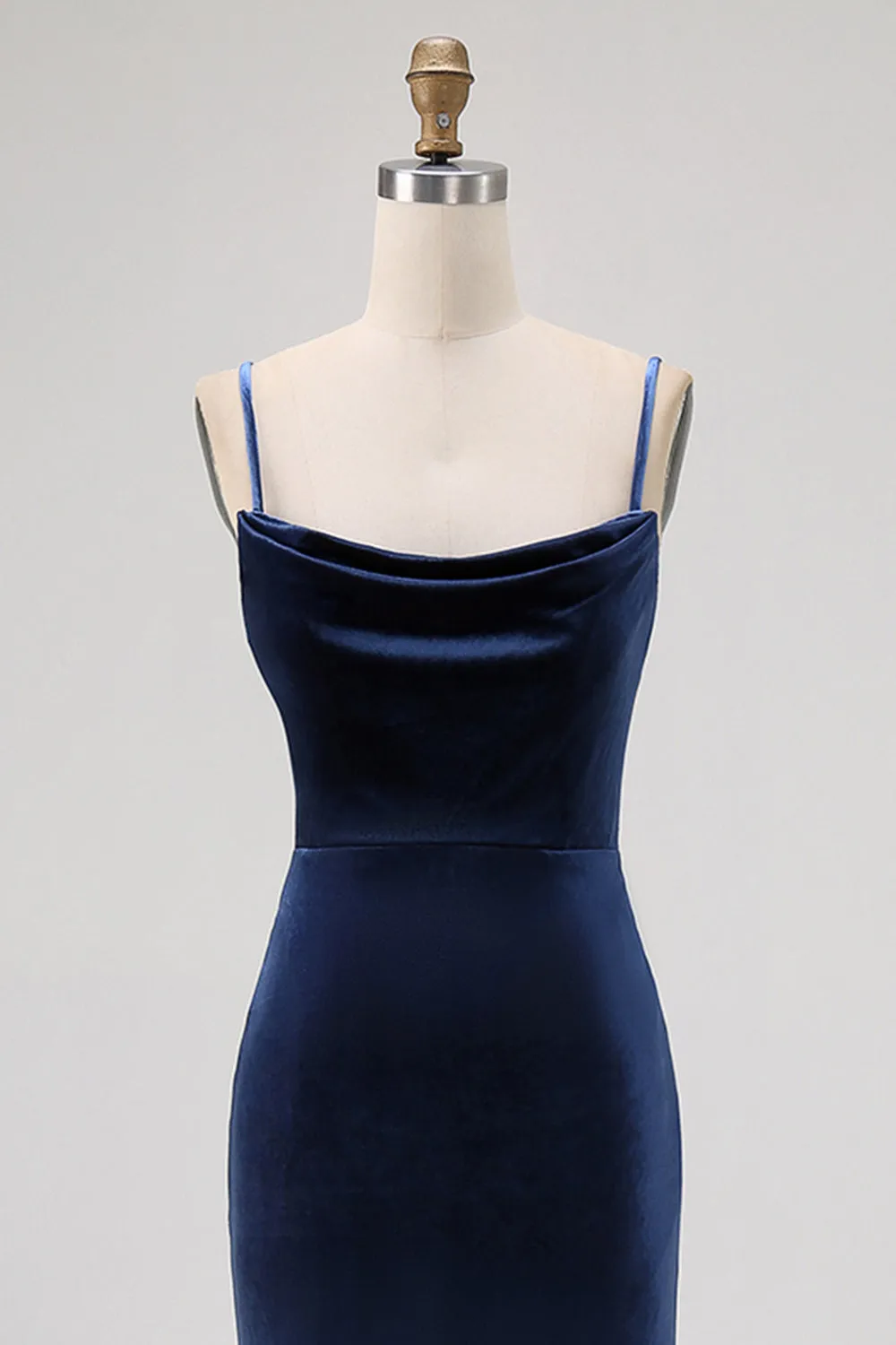 Dark Blue Spaghetti Straps Mermaid Bridesmaid Dress sold by Zapaka product image thumbnail 4