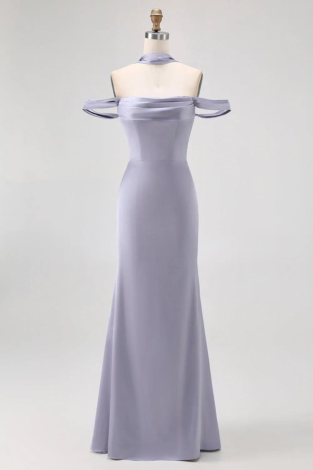 Off The Shoulder Dusty Blue Mermaid Bridesmaid Dress sold by Zapaka