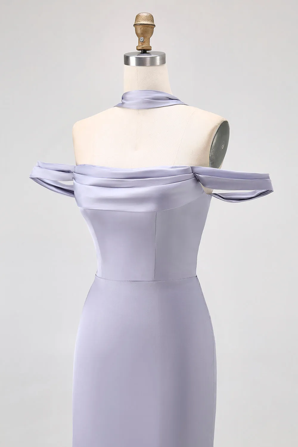 Off The Shoulder Dusty Blue Mermaid Bridesmaid Dress sold by Zapaka product image thumbnail 5