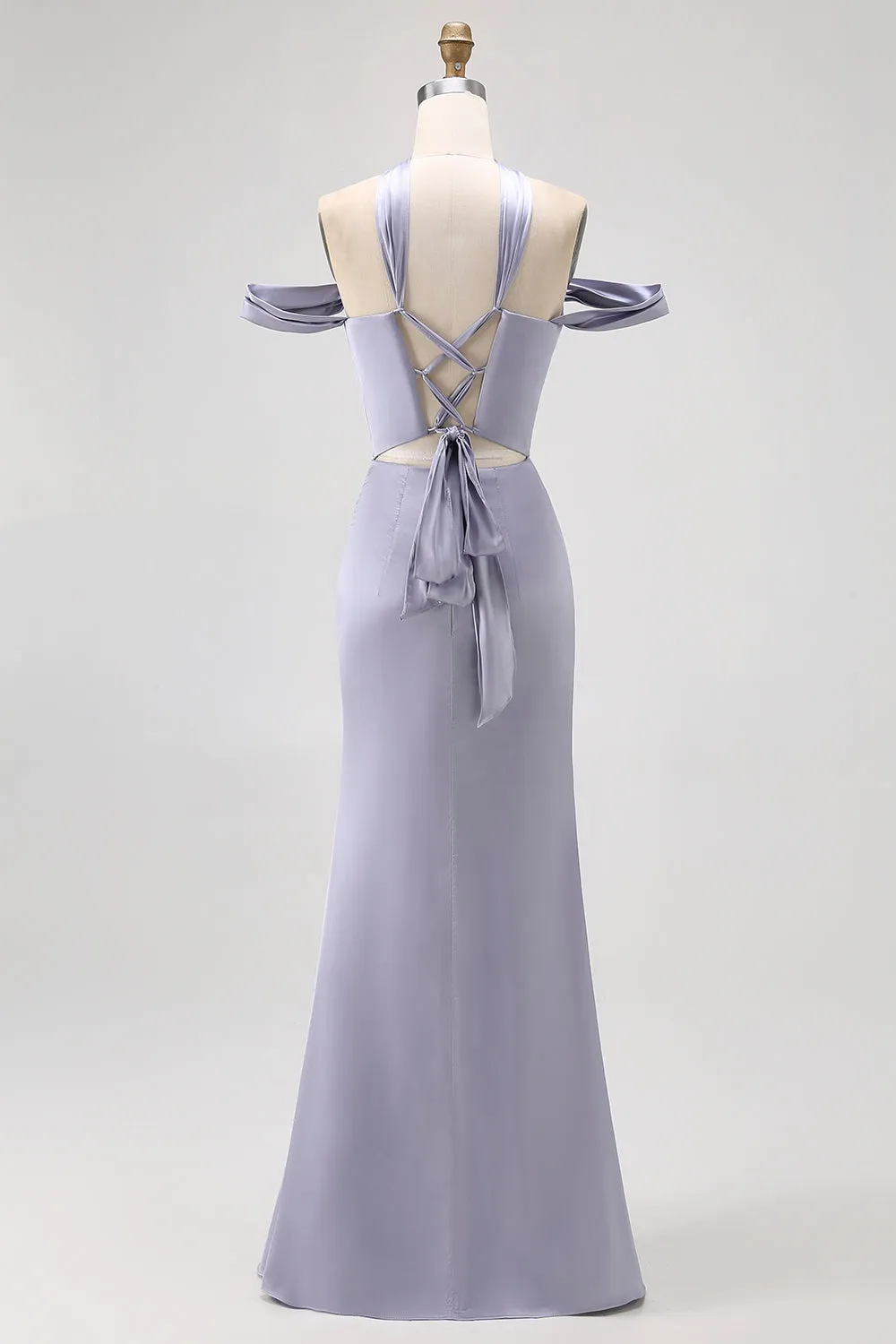 Off The Shoulder Dusty Blue Mermaid Bridesmaid Dress sold by Zapaka product image thumbnail 2