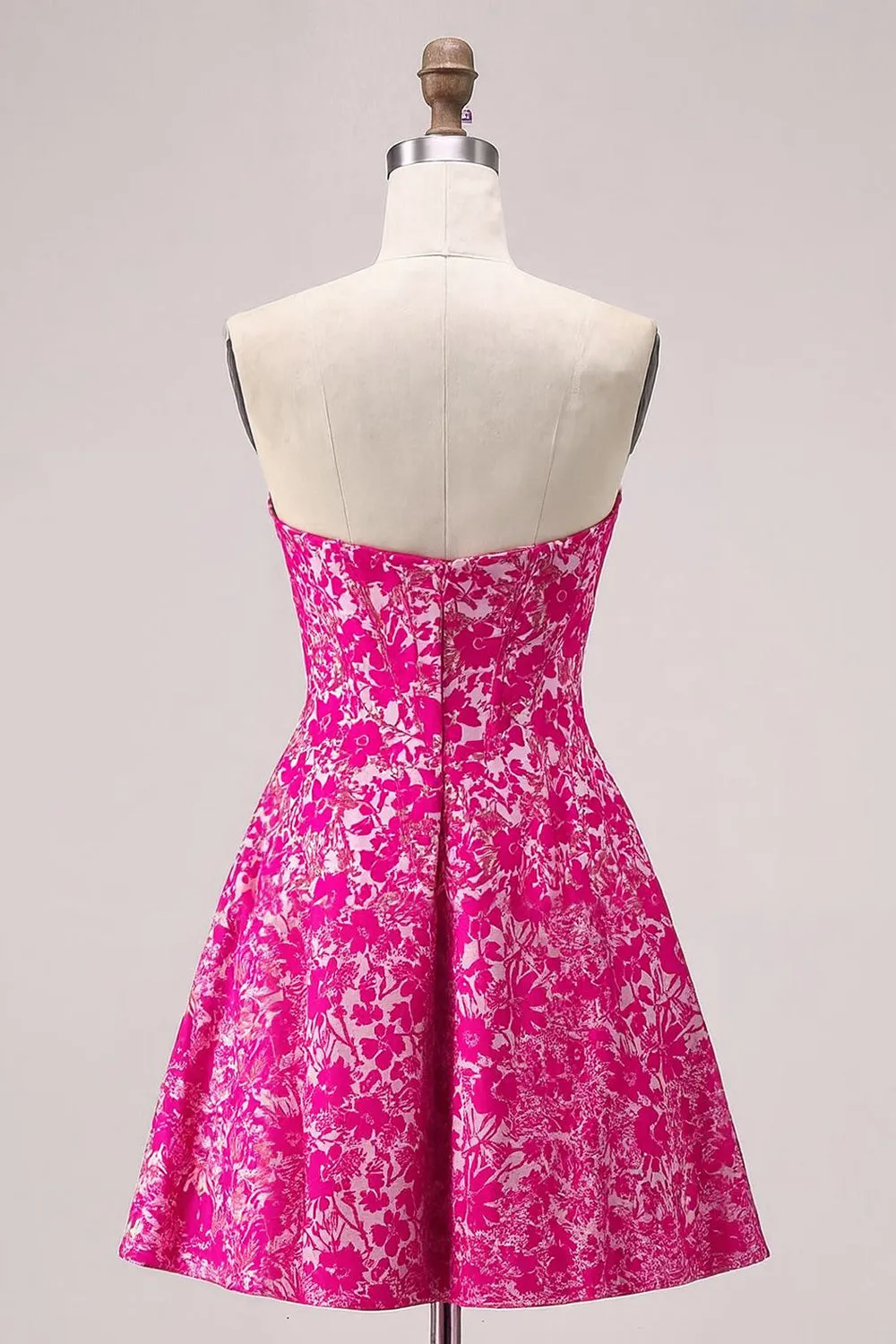 Fuchsia Floral Strapless A Line Mini Homecoming Dress sold by Zapaka product image thumbnail 2