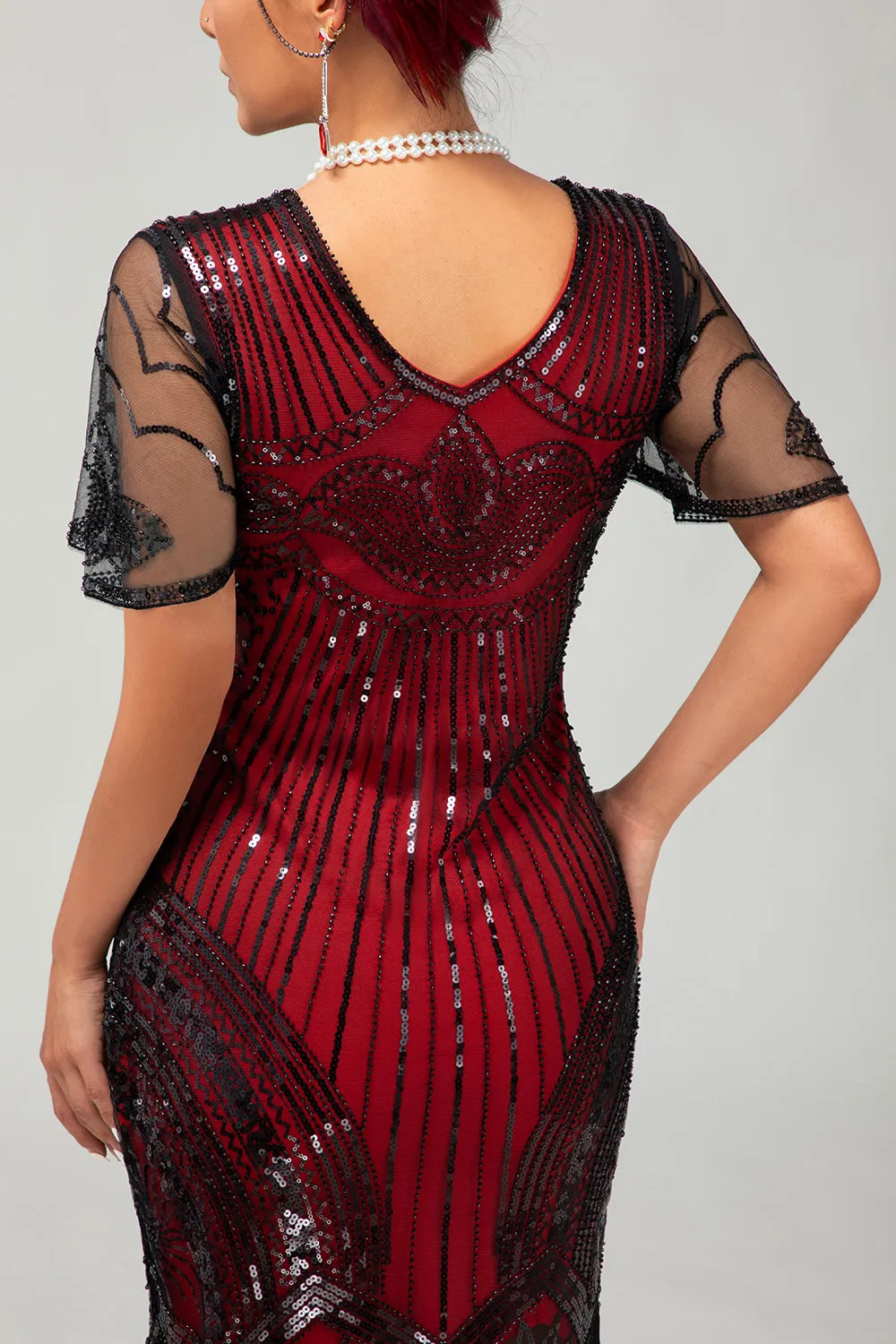 Sparkly Black Red Bodycon Fringed Short 1920s Dress With Fringes sold by Zapaka product image thumbnail 5