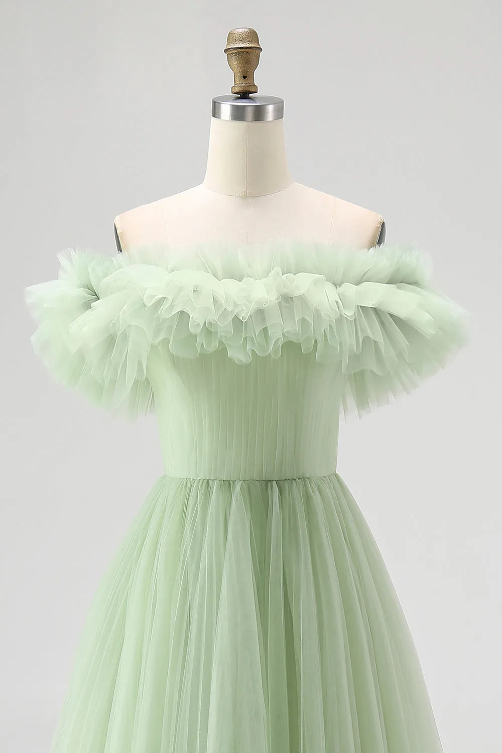Strapless A-Line Dusty Sage Formal Dress With Ruffles sold by Zapaka product image thumbnail 4