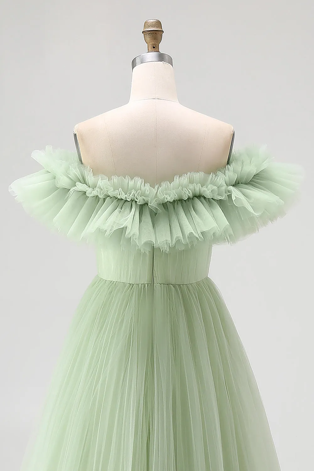 Strapless A-Line Dusty Sage Formal Dress With Ruffles sold by Zapaka product image thumbnail 5