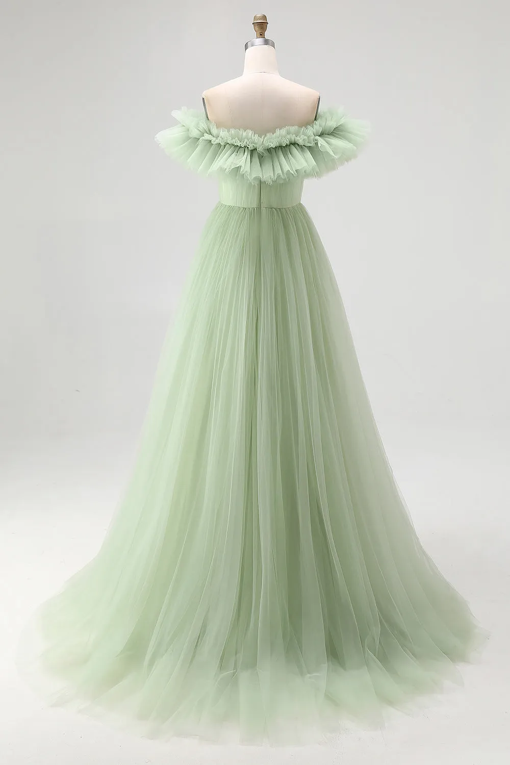 Strapless A-Line Dusty Sage Formal Dress With Ruffles sold by Zapaka product image thumbnail 2