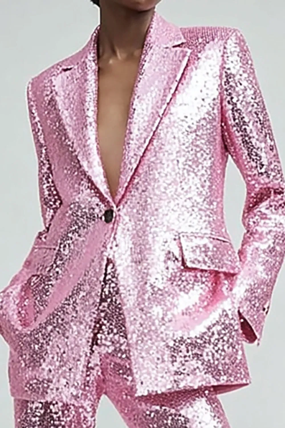 Sparkly Pink 2 Piece Women Prom Suits With Pockets sold by Zapaka product image thumbnail 2