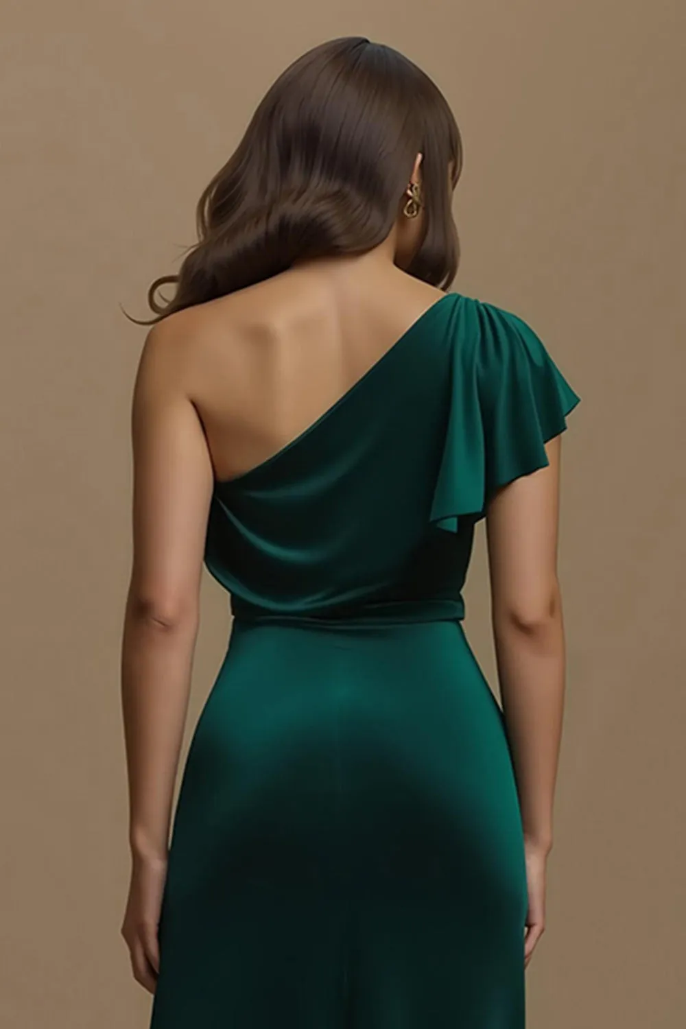 Dark Green Sheath Midi Velvet Holiday Party Dress With Sleeves sold by Zapaka product image thumbnail 4