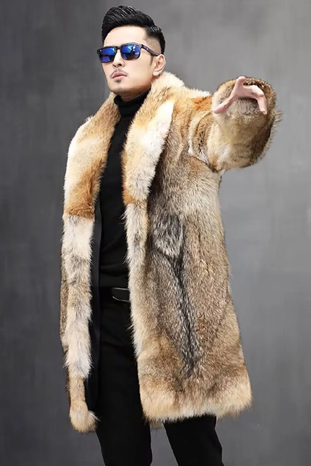 Brown Winter Lapel Thickened Men's Faux Fur Coat sold by Zapaka product image thumbnail 2